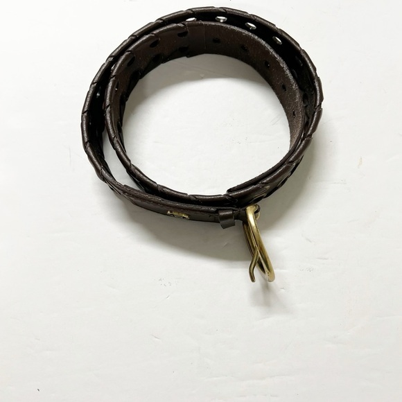 Michael Kors Womens Vintage Dark Brown Wrapped Gold Grommet Leather Belt Size M main image 10